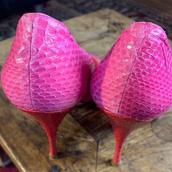 Brian Atwood Pink Snakeskin Heels - Picture 6 of 7